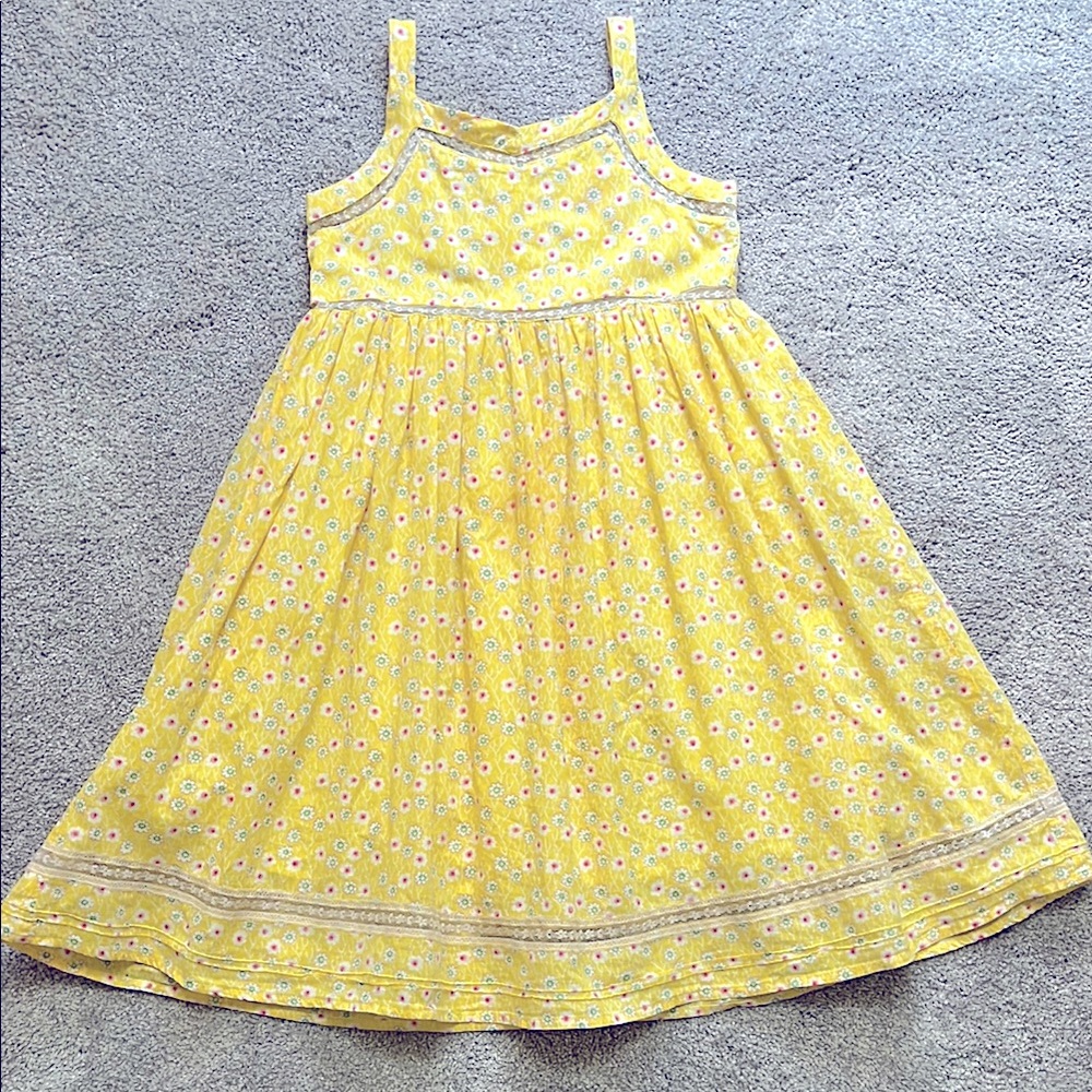 Room Seven Yellow Garden Floral Sleeveless Sundress with Lace Size 7 (122)